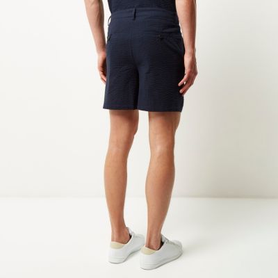 ADPT navy woven bermuda shorts